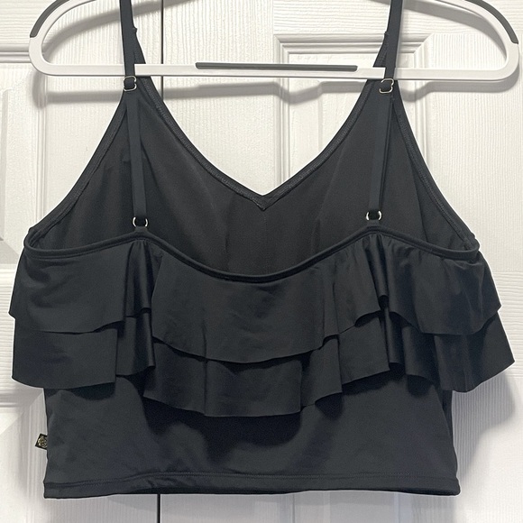 La Vie en Rose Aqua tankini top black ruffle swim XL. New. - Picture 5 of 6